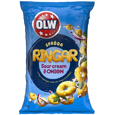 Olw Ringar Sourcream Onion 85g 24st