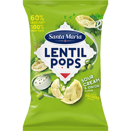 Lentil Pops Sourc. & Onion 100g 10st