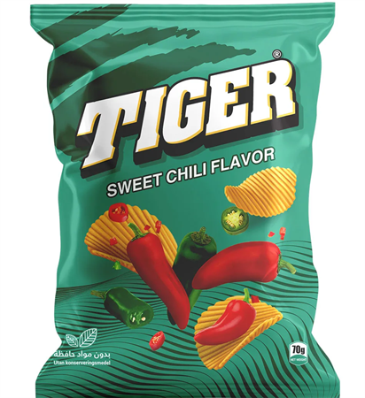 Tiger Chips Sweet Chili 70g 12st